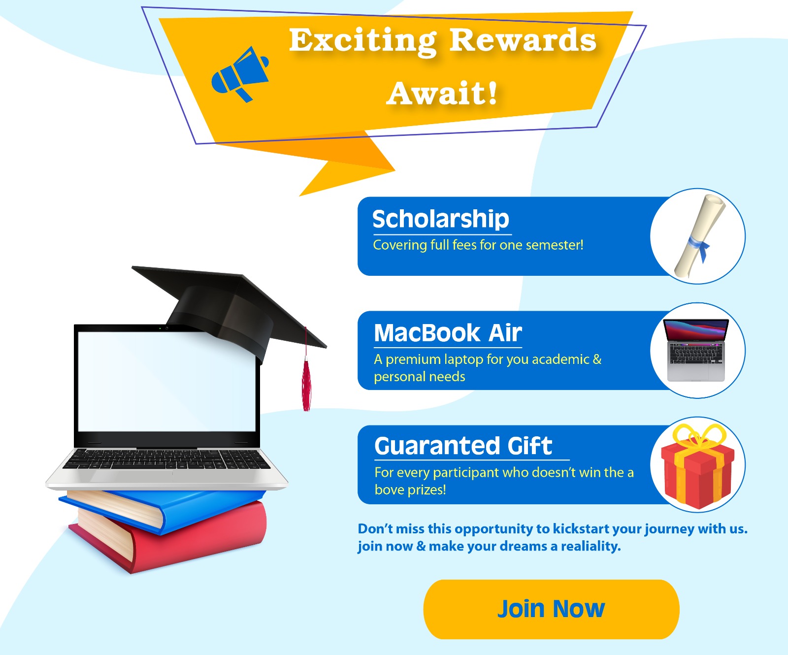 Illustration of happy students with prizes